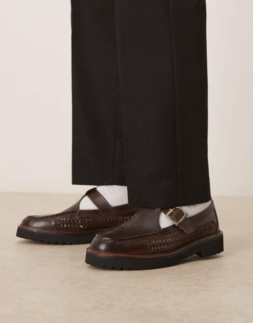 ASOS DESIGN mary jane shoes in brown leather