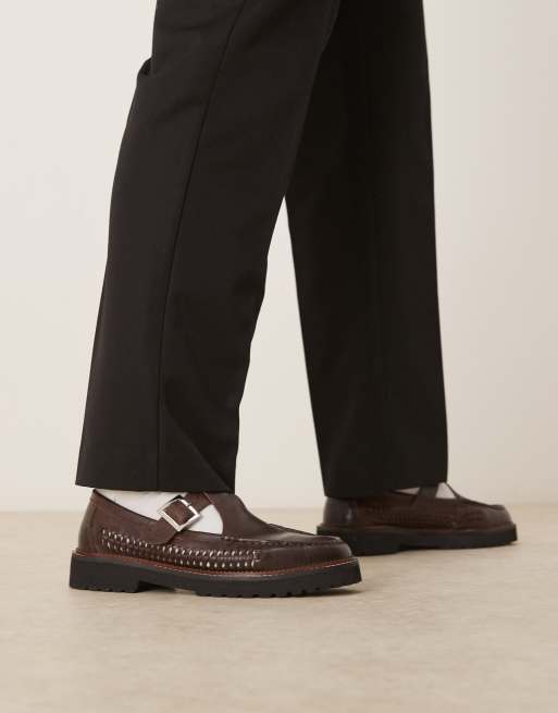 ASOS DESIGN mary jane shoes in brown leather