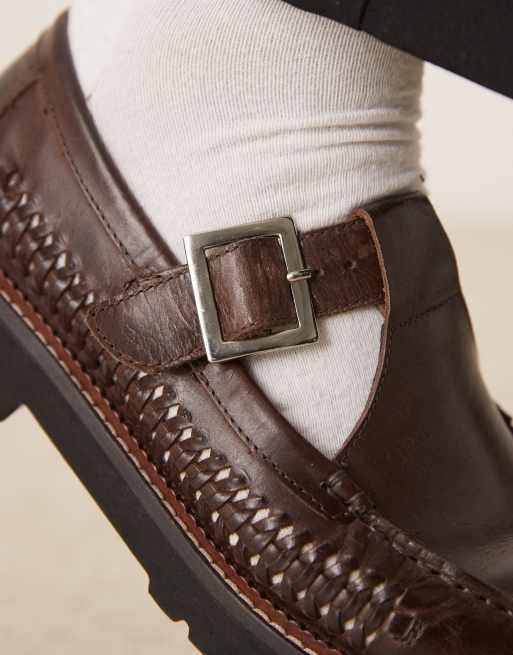 ASOS DESIGN mary jane shoes in brown leather
