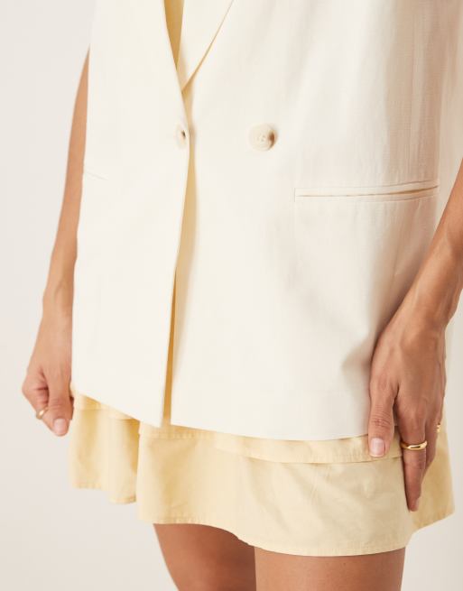 ASOS DESIGN – Marynarka bez rękawów w kolorze kości słoniowej, 3 z 4