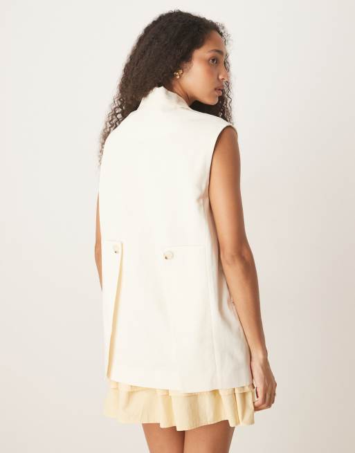 ASOS DESIGN – Marynarka bez rękawów w kolorze kości słoniowej, 4 z 4