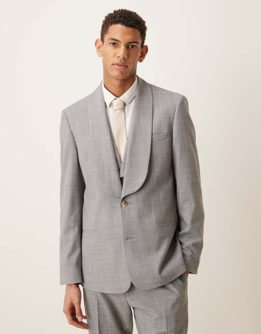 ASOS DESIGN – Szary melanżowy, dopasowany garnitur z mieszanki wełny, 4 z 4