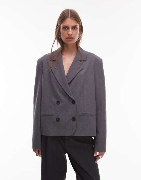 ASOS DESIGN boxy fit blazer in grey melange