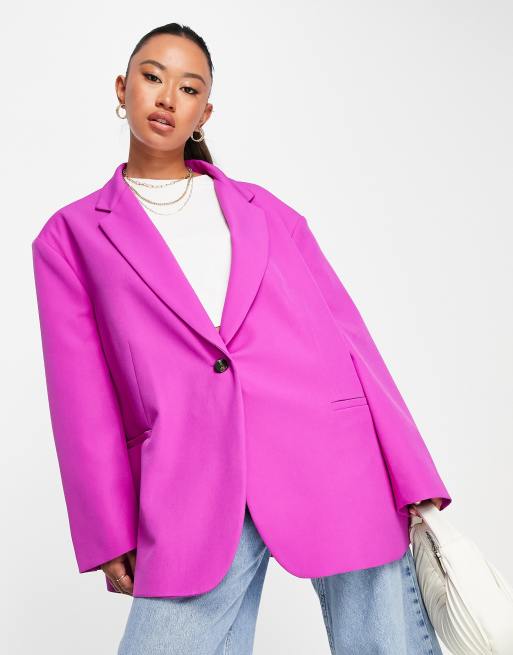 ASOS DESIGN – Marynarka oversize typu grandad w kolorze magenta