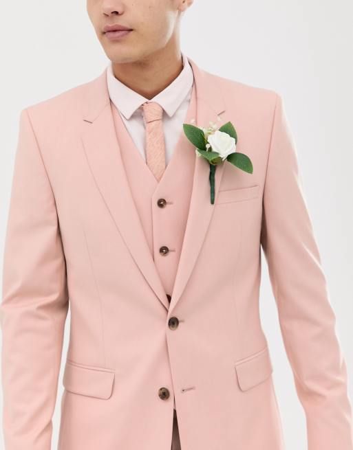 ASOS DESIGN – Garnitur ślubny o dopasowanym kroju w kolorze jasnoróżowym, 2 z 4