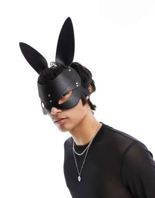 ASOS DESIGN faux leather bunny mask in black - ASOS Price Checker