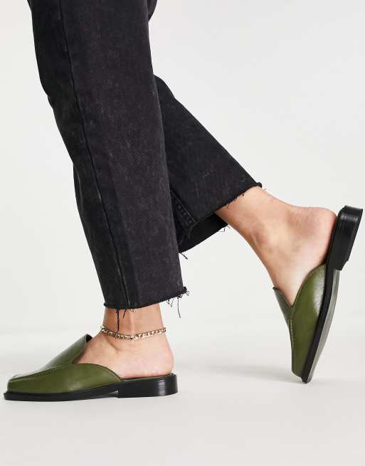 Green store leather mules