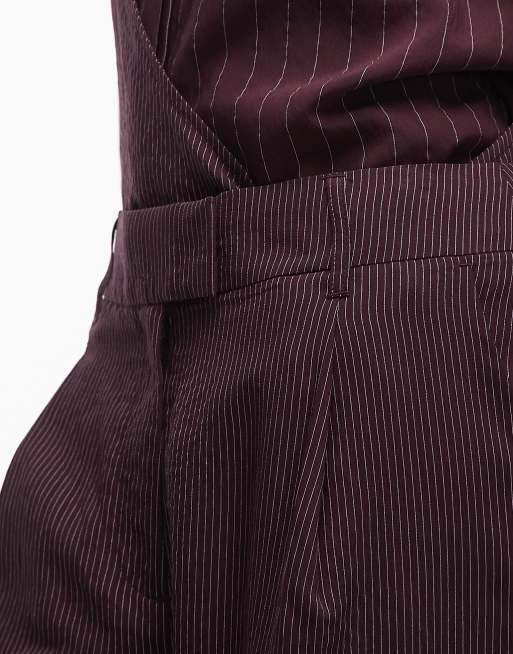 ASOS DESIGN – Maskuline Hose in Pflaume mit Streifenmuster, Kombiteil , 2 von 5