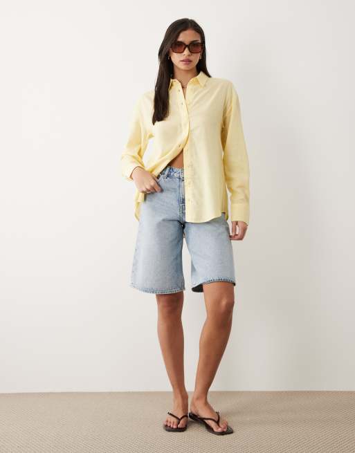 ASOS DESIGN – Maślana koszula z domieszką lnu, 2 z 4