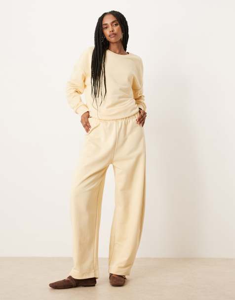ASOS DESIGN barrel leg sweat co ord in buttermilk