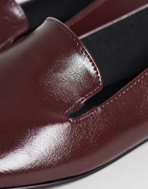 ASOS DESIGN Mason slipper style shoes in burgundy, 3 of 4