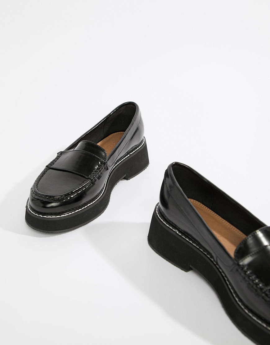 ASOS DESIGN Mastery chunky loafer flat shoes-Black