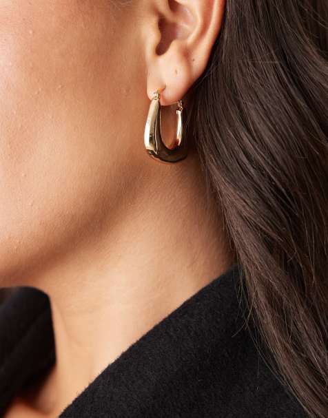 ASOS DESIGN – Masywne kolczyki-koła o kwadratowym kształcie w odcieniu złota - view 1