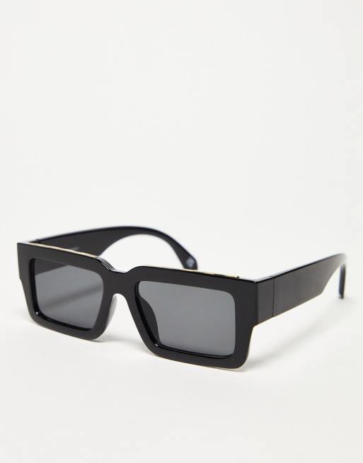 ASOS DESIGN – Masywne kwadratowe okulary przeciwsłoneczne z płaskim mostkiem w czarnym kolorze 