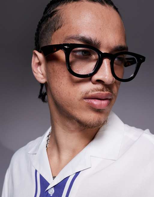 ASOS DESIGN – Masywne szylkretowe okulary z przezroczystymi soczewkami i okrągłymi oprawkami