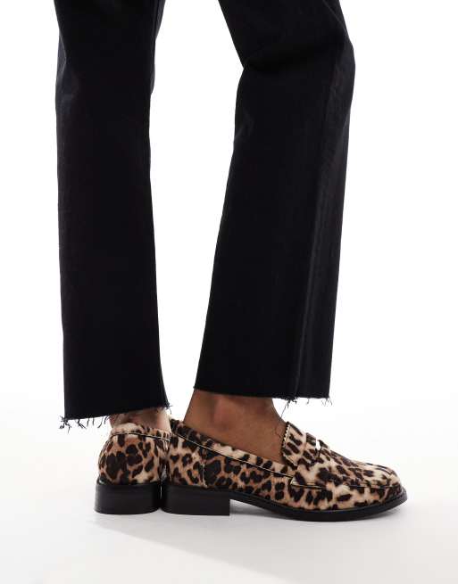 ASOS DESIGN Match penny loafer in leopard suedette