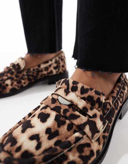 Shops asos leopard print loafers