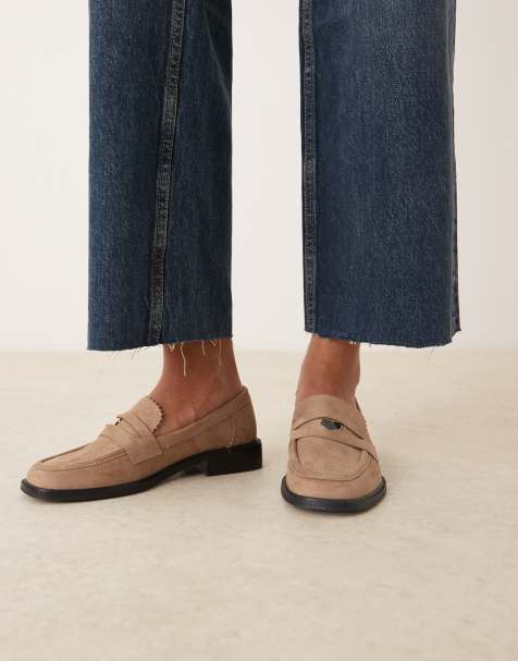 ASOS DESIGN Match penny loafers in sand suedette - view 1