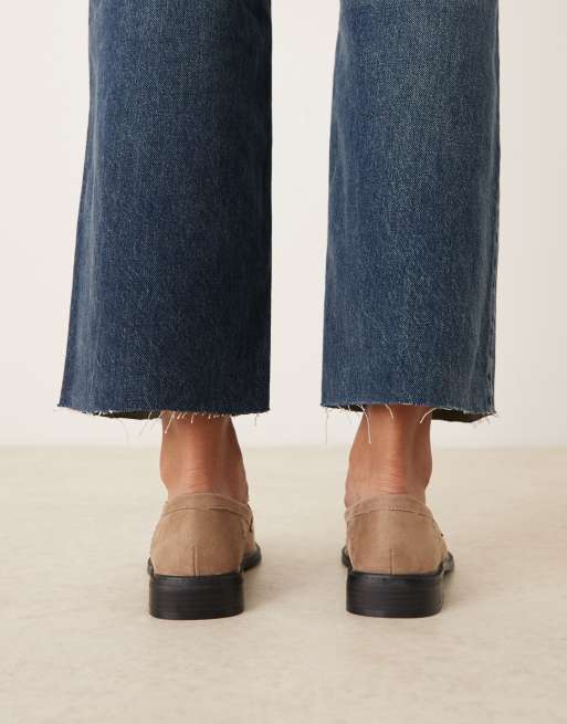 ASOS DESIGN Match penny loafers in tan suedette