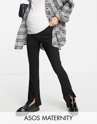 Pantalons skinny DESIGN Maternité - Pantalon skinny stretch à taille haute avec fente sur le devant - Noir