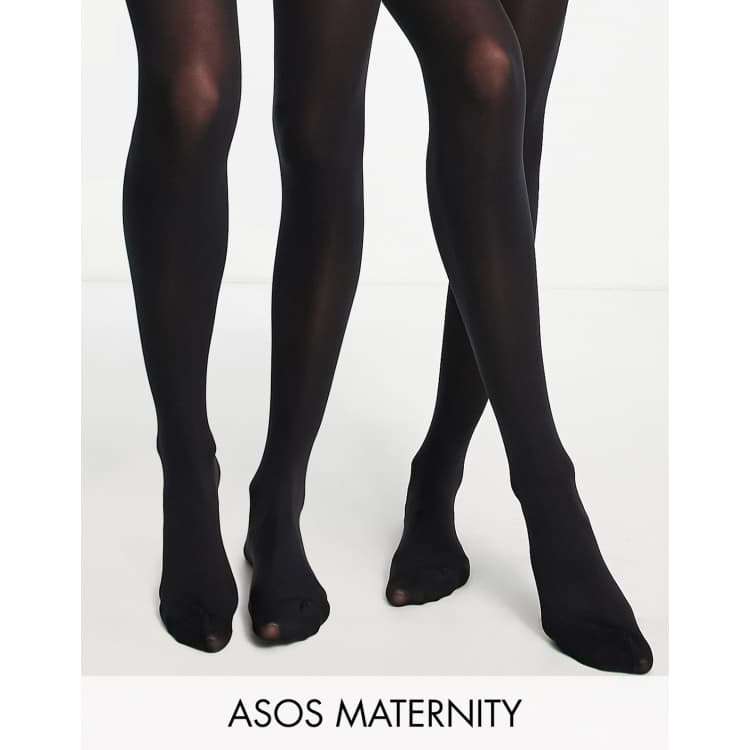 ASOS DESIGN Maternity 2 pack 50 denier nylon tights in new improved fit in  black