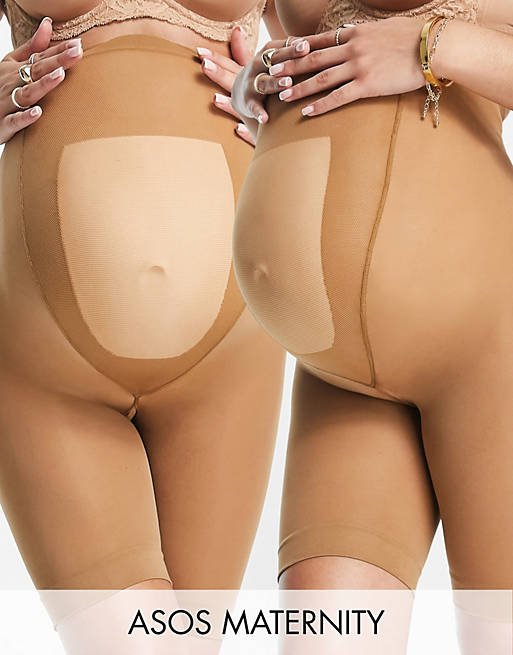 ASOS DESIGN Maternity 2-pack anti-chafing shorts in golden bronze