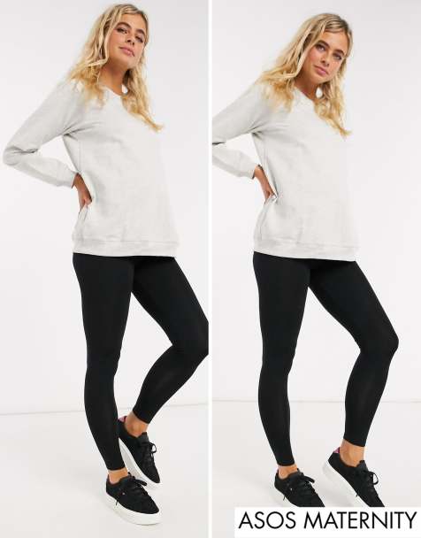 ASOS DESIGN Maternity 2 pack over the bump high waisted leggings in black