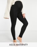 [ASOS Maternity] ASOS DESIGN Maternity 2 pack over the bump leggings in black 8 Black