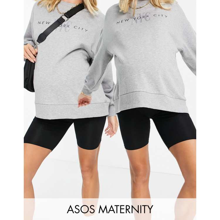 ASOS DESIGN Maternity 2-pack overbump basic legging shorts in black