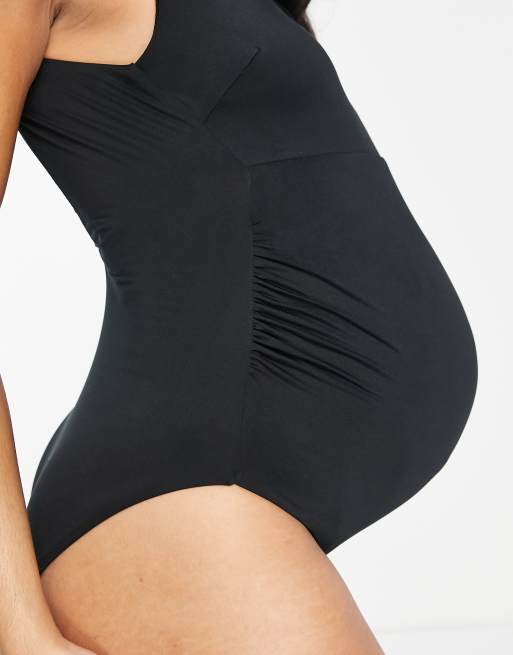 ASOS DESIGN Maternity 2 pack scoop neck swimsuit in black and red