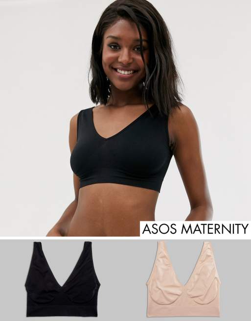 ASOS DESIGN Maternity seamless nursing bra in black