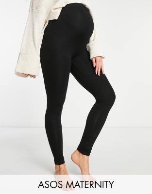 ASOS DESIGN Maternity - 2er-Pack Leggings in Schwarz mit Überbauchbund - BLACK