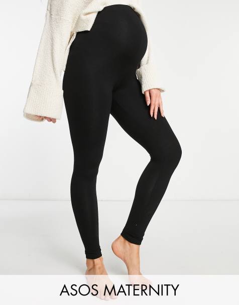 Bequeme gerippte Leggings für die Schwangerschaft - schwarz