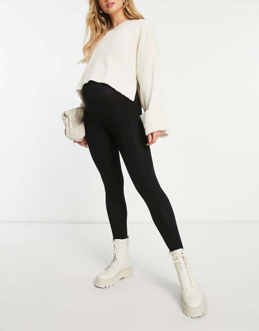 ASOS DESIGN Maternity – 2er-Pack Leggings in Schwarz mit Überbauchbund, 4 von 4