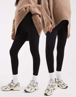 ASOS DESIGN Maternity - 2er-Pack Leggings in Schwarz