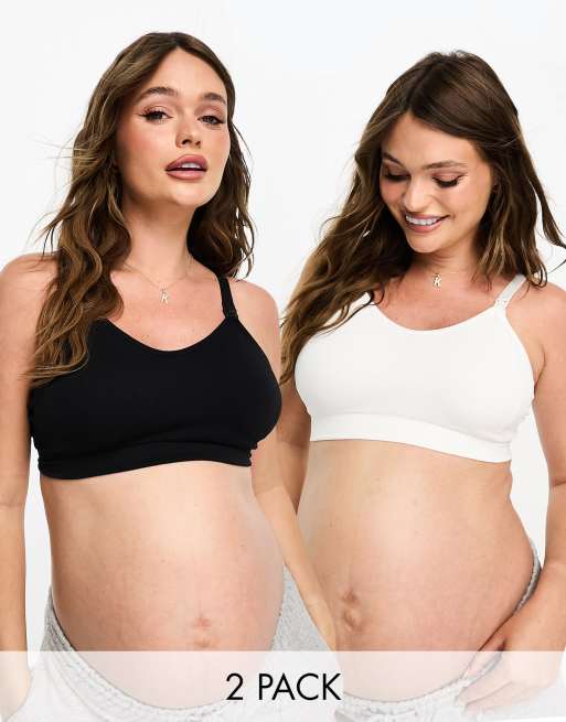 ASOS DESIGN Maternity – 2er-Pack nahtlose BHs in Schwarz und Weiß,