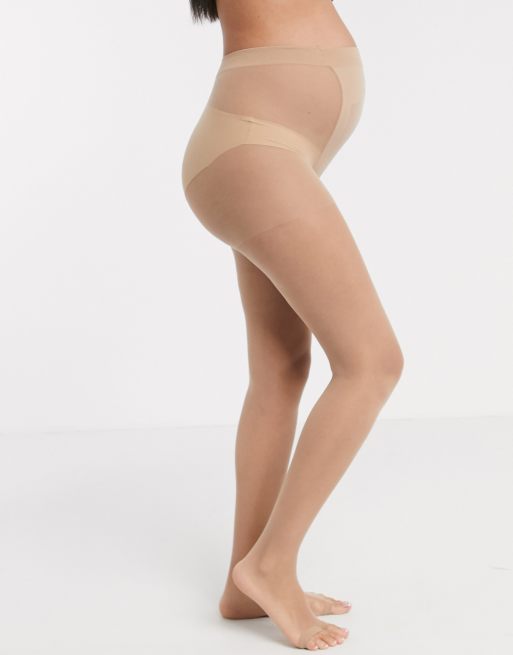 ASOS DESIGN Maternity 8 denier sandal toe tights in beige, 2 of 2