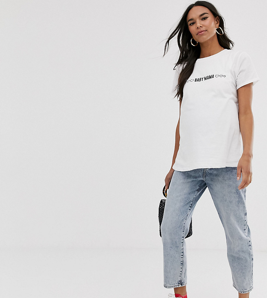 ASOS DESIGN Maternity – Amnings-t-shirt med baby mama-text-Flerfärgad