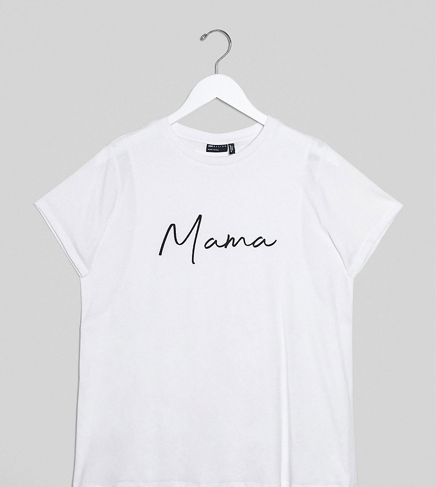 ASOS DESIGN Maternity – Amnings-t-shirt med mammamotiv-Vit