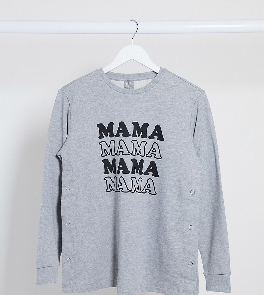 ASOS DESIGN Maternity – Amningssweatshirt med mama-tryck-Grå