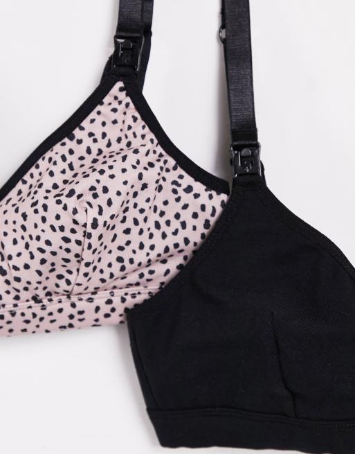 ASOS DESIGN Maternity - Amy - Lot de 2 soutien-gorges d'allaitement en coton à imprimé taches, 3 de 4