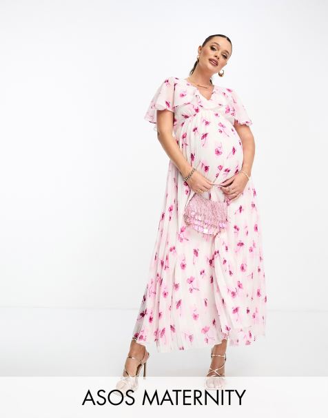 ASOS DESIGN Maternity nursing scuba prom dress with crop top in occasion  floral print