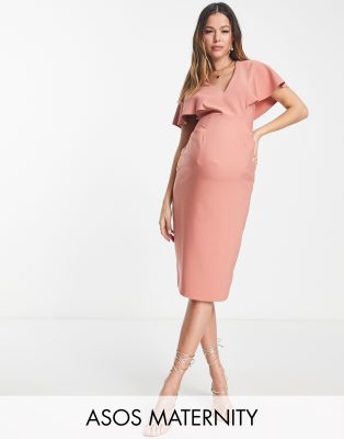 Asos design angel sleeve midi pencil dress sale