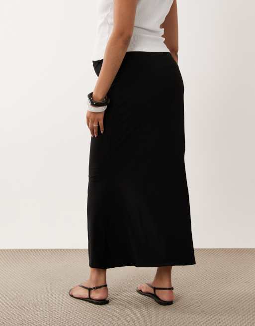 ASOS DESIGN Maternity – Anschmiegsamer Säulen-Maxirock aus Modal in Schwarz, Umstandsmode, 5 von 5