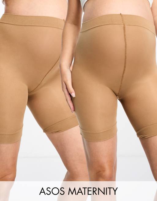 ASOS DESIGN Maternity anti-chafing shorts 2 pack in golden bronze