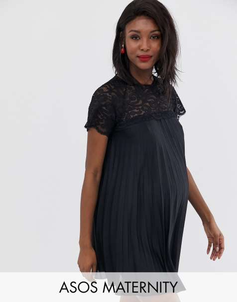 ASOS DESIGN Maternity – Ausgestelltes Minikleid aus Spitze mit Falten