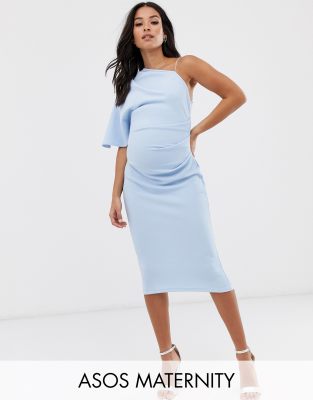 one shoulder baby blue dress