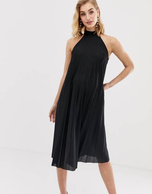 ASOS DESIGN Maternity Backless Halter Pleated Midi Dress ASOS