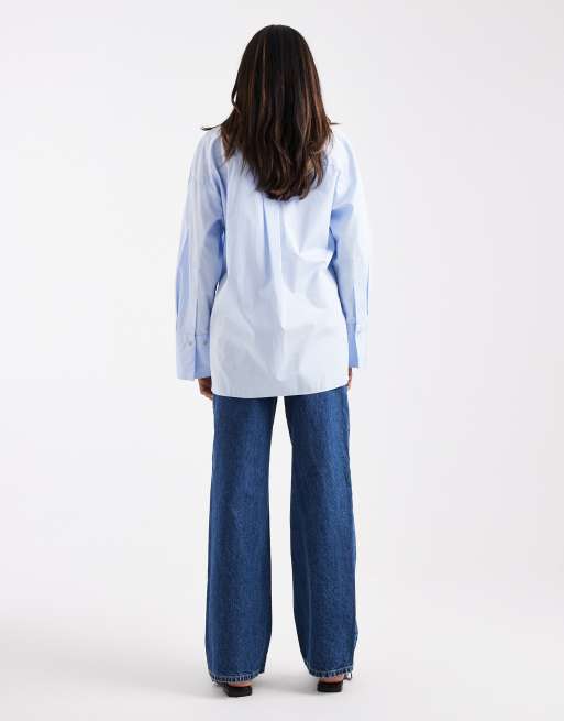 ASOS DESIGN Maternity baggy wide leg jeans in dark blue 