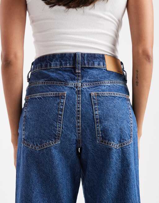 ASOS DESIGN Maternity baggy wide leg jeans in dark blue 